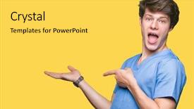  Presentation with medical smiling doctor - PPT theme consisting of young doctor wearing medical uniform background and a  colored foreground