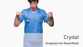  Presentation with medical job advertisement - Colorful slide set enhanced with young doctor wearing medical uniform backdrop and a white colored foreground