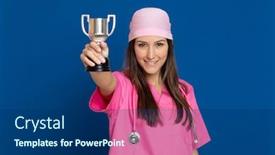  Presentation with blue pink - Beautiful presentation theme featuring young-doctor-with-a-pink backdrop and a ocean colored foreground