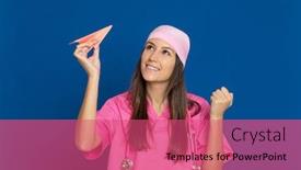  Presentation with pink blue - Amazing PPT theme having young-doctor-with-a-pink backdrop and a coral colored foreground