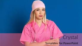  Presentation with pink blue - PPT theme with young-doctor-with-a-pink background and a coral colored foreground