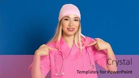  Presentation with pink blue - Audience pleasing PPT theme consisting of young-doctor-with-a-pink backdrop and a coral colored foreground