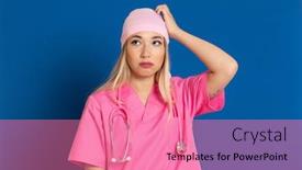  Presentation with blue pink - Cool new presentation design with young-doctor-with-a-pink backdrop and a coral colored foreground