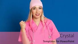  Presentation with pink blue - Presentation theme enhanced with young-doctor-with-a-pink background and a coral colored foreground