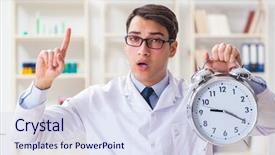  Presentation with doctor office - Beautiful PPT layouts featuring young doctor with alarm clock backdrop and a sky blue colored foreground