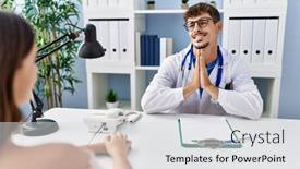  Presentation with hope - Presentation having young-doctor-with-client background and a  colored foreground