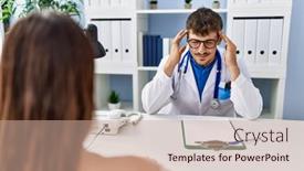  Presentation with medical hand - Presentation theme enhanced with young-doctor-with-client background and a coral colored foreground