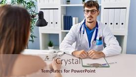  Presentation with clinic - Slide deck consisting of young-doctor-with-client background and a  colored foreground