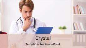  Presentation with first aid kit - Cool new PPT theme with young doctor with first aid backdrop and a lemonade colored foreground