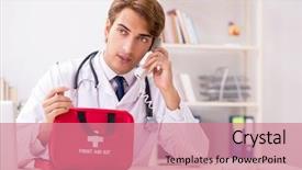  Presentation with first aid kit - Amazing theme having young doctor with first aid backdrop and a coral colored foreground