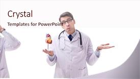  Presentation with heart shape from natural tree - Slide set with young doctor with heart shape background and a sky blue colored foreground