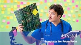  Presentation with reminders - Slide set enhanced with young-doctor-with-many-reminders background and a cobalt blue colored foreground