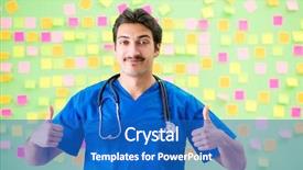  Presentation with reminders - Amazing PPT theme having young doctor with many reminders backdrop and a  colored foreground