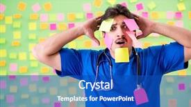  Presentation with reminders - Amazing presentation design having young doctor with many reminders backdrop and a cobalt blue colored foreground