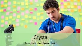  Presentation with reminders - Amazing presentation theme having young doctor with many reminders backdrop and a  colored foreground
