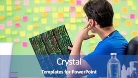  Presentation with reminders - Presentation consisting of young doctor with many reminders background and a  colored foreground