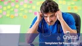  Presentation with reminders - Presentation design having young doctor with many reminders background and a  colored foreground