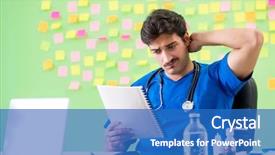  Presentation with reminders - Audience pleasing presentation theme consisting of young doctor with many reminders backdrop and a  colored foreground