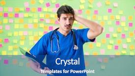  Presentation with reminders - PPT layouts featuring young doctor with many reminders background and a  colored foreground