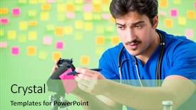 Presentation with reminders - Colorful theme enhanced with young doctor with many reminders backdrop and a mint green colored foreground