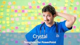  Presentation with reminders - Audience pleasing slides consisting of young doctor with many reminders backdrop and a teal colored foreground