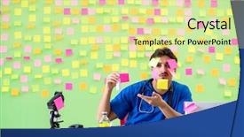  Presentation with reminders - PPT theme consisting of young doctor with many reminders background and a blonde colored foreground