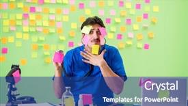  Presentation with reminders - Beautiful slides featuring young doctor with many reminders backdrop and a ocean colored foreground