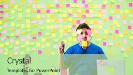  Presentation with reminders - Theme featuring young doctor with many reminders background and a mint green colored foreground