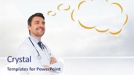  Presentation with hate speech raging hatred - Slide deck having young doctor with speech bubble background and a sky blue colored foreground