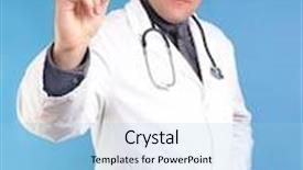  Presentation with light blue - Slide set featuring young-doctor-with-stethoscope-pointing background and a light blue colored foreground