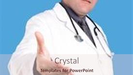  Presentation with blue handshake - PPT theme featuring young-doctor-with-stethoscope-stretching background and a lemonade colored foreground