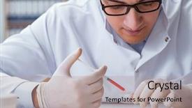  Presentation with syringe - Slides with young doctor with the syringe background and a light gray colored foreground