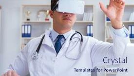  Presentation with virtual reality - Audience pleasing theme consisting of young-doctor-with-vr-virtual backdrop and a sky blue colored foreground