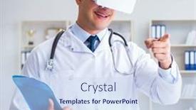  Presentation with virtual reality - Colorful theme enhanced with young-doctor-with-vr-virtual backdrop and a sky blue colored foreground