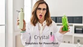  Presentation with aloe vera - PPT theme enhanced with young-doctor-woman-holding-aloe background and a light gray colored foreground