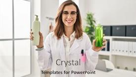  Presentation with aloe vera - Slide set having young-doctor-woman-holding-aloe background and a soft green colored foreground