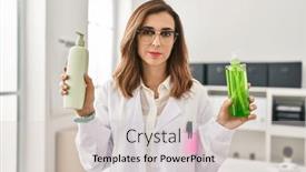  Presentation with aloe vera - Slides having young-doctor-woman-holding-aloe background and a light gray colored foreground