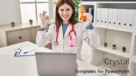  Presentation with cyber crime security awareness - PPT theme consisting of young-doctor-woman-holding-awareness background and a light gray colored foreground