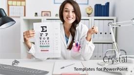  Presentation with eyesight - Slide set with young-doctor-woman-holding-eyesight background and a light gray colored foreground