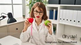 Presentation with green apple - Presentation having young-doctor-woman-holding-heart background and a mint green colored foreground