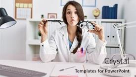  Presentation with normal - Slides featuring young-doctor-woman-holding-optometry background and a lemonade colored foreground