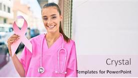  Presentation with wall street - PPT layouts enhanced with young-doctor-woman-holding-pink background and a lavender colored foreground