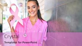  Presentation with wall street - Beautiful slides featuring young-doctor-woman-holding-pink backdrop and a lilac colored foreground