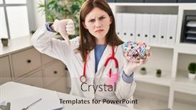  Presentation with sweets - PPT theme enhanced with young-doctor-woman-holding-sweets background and a mint green colored foreground