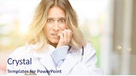  Presentation with medical robot hand and doctor - Theme with young doctor woman medical professional background and a sky blue colored foreground