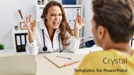  Presentation with electronic - Presentation having young-doctor-woman-showing-electronic background and a yellow colored foreground