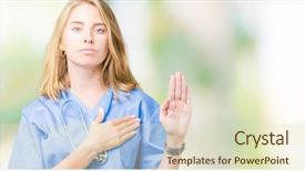  Presentation with chest pain medical severe - Beautiful PPT theme featuring hand on chest and open backdrop and a soft green colored foreground