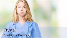 Presentation with puffing - Beautiful presentation theme featuring young doctor woman wearing medical backdrop and a  colored foreground