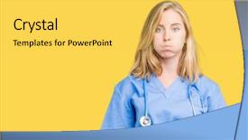  Presentation with young woman wearing boxer gloves - Audience pleasing presentation design consisting of young doctor woman wearing medical backdrop and a  colored foreground