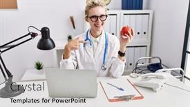  Presentation with dietitian - Presentation consisting of young-doctor-woman-working background and a light gray colored foreground